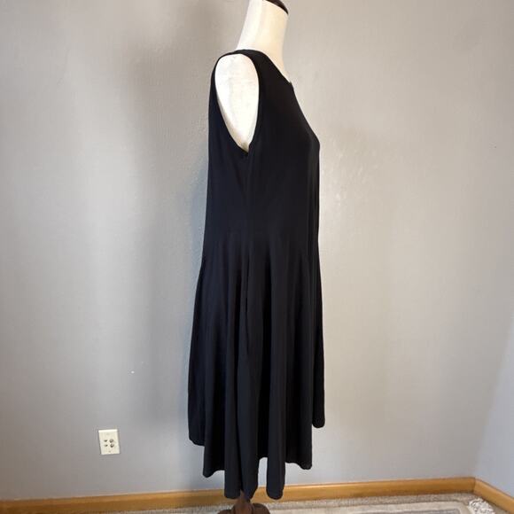 Peruvian Connection Sleeveless A-Line Dress Size L Black Cotton Jersey Pockets - Picture 6 of 7
